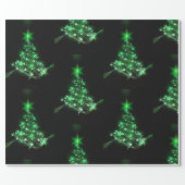 Green Christmas Tree on Black Wrapping Paper (Flat)