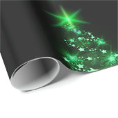 Green Christmas Tree on Black Wrapping Paper (Roll Corner)