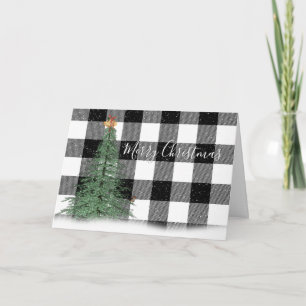 Green Christmas Tree on Plaid Card