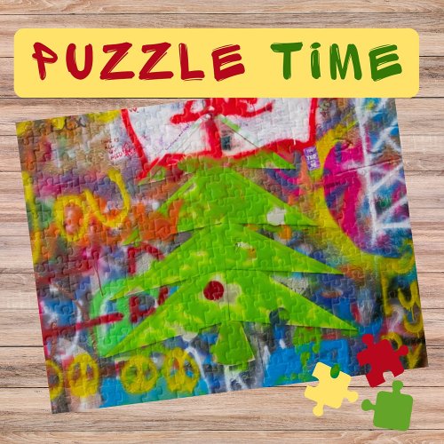 Green Christmas Tree on the Graffiti Wall _  Jigsaw Puzzle