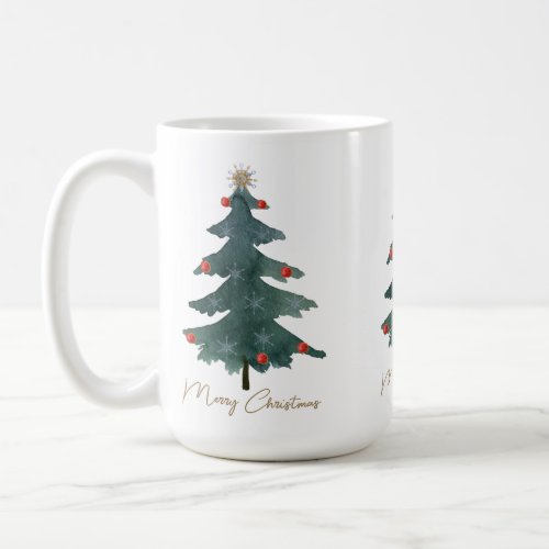 Green Christmas Tree Ornaments Merry Christmas  Coffee Mug