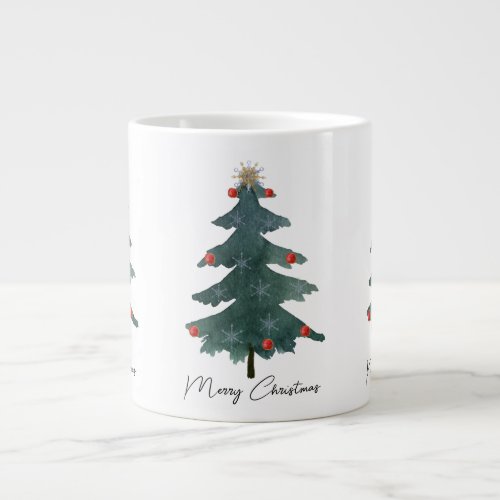 Green Christmas Tree Ornaments Merry Christmas  Giant Coffee Mug