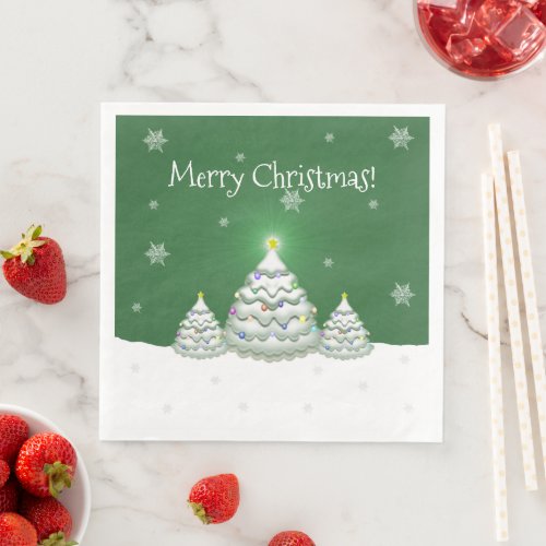 Green Christmas Tree Paper Napkin