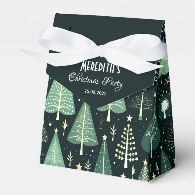 Green Christmas Tree Pattern  Favor Boxes (Front Side)