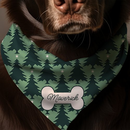 Green Christmas Tree Pattern Personalized Dog Bandana