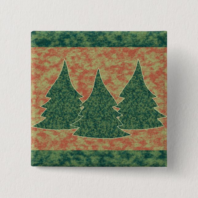 Green Christmas Tree Pinback Button (Front)
