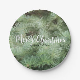 Green Christmas Tree Pine Holiday Custom Party Paper Plates