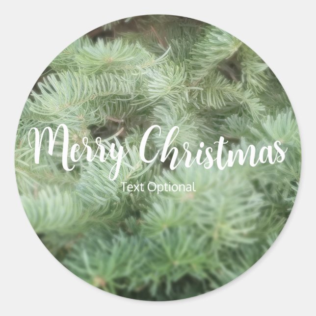 Green Christmas Tree Pine Holiday Party Favor Classic Round Sticker (Front)