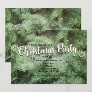 Green Christmas Tree Pine Holiday Party Invitation