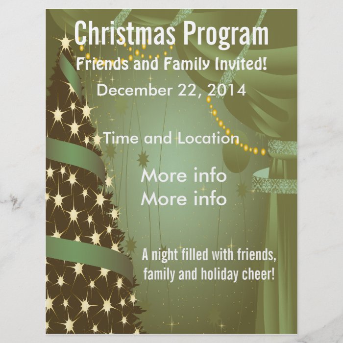 green christmas tree program flyer zazzle green christmas tree program flyer zazzle
