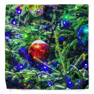 Green Christmas Tree Red Ball Bandana