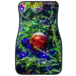 Green Christmas Tree Red Ball Car Mat