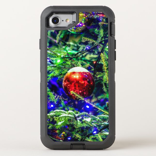 Green Christmas Tree Red Ball Otterbox iPhone Case (Back)