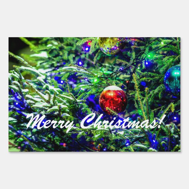 Green Christmas Tree Red Ball Sign (Front)