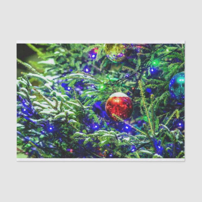 Green Christmas Tree Red Ball Tissue Paper (Front)
