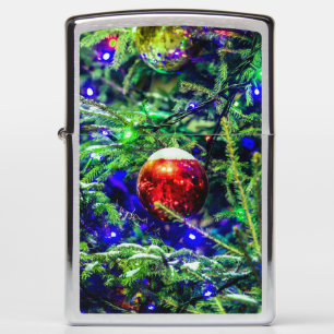 Green Christmas Tree Red Ball Zippo Lighter