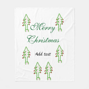 Green Christmas tree red cherry merry Christmas mo Fleece Blanket