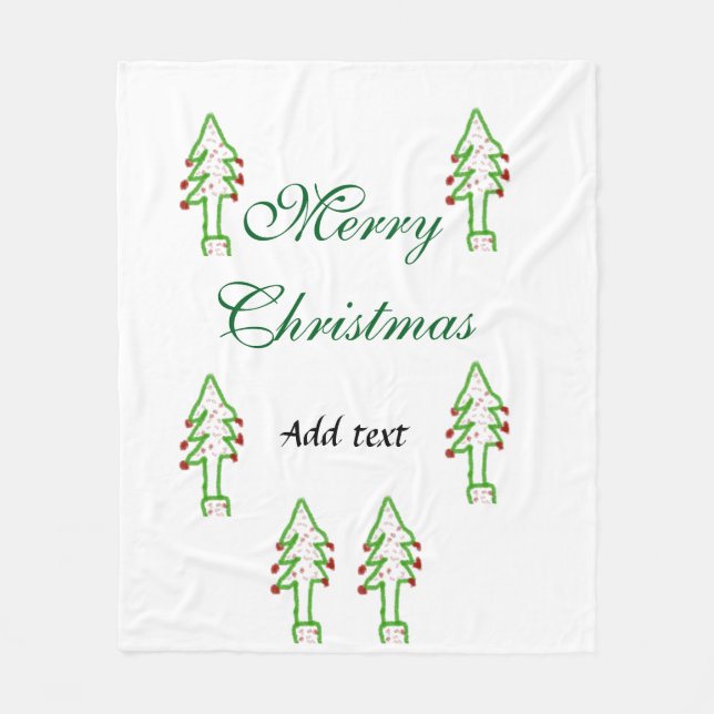 Green Christmas tree red cherry merry Christmas mo Fleece Blanket (Front)