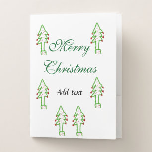 Green Christmas tree red cherry merry Christmas mo Pocket Folder