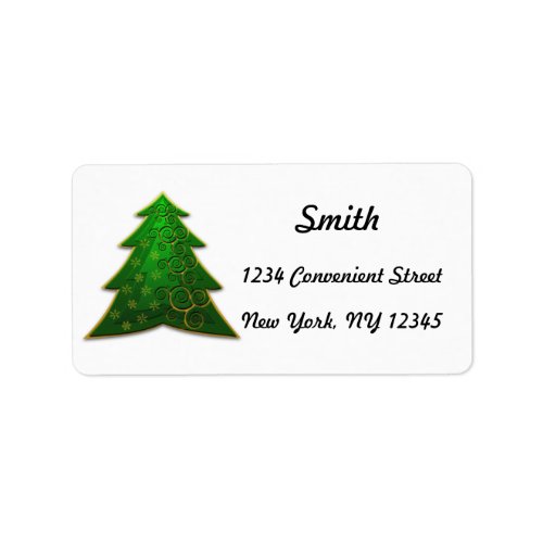 Green Christmas Tree Return Address Label