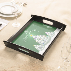 Green Christmas Tree Serving Tray