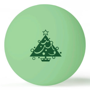 Green Christmas Tree Shape on Glow-in-the-Dark Ping-Pong Ball