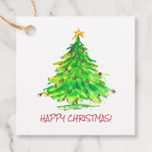 Green Christmas Tree Square Reversible Gift Tag