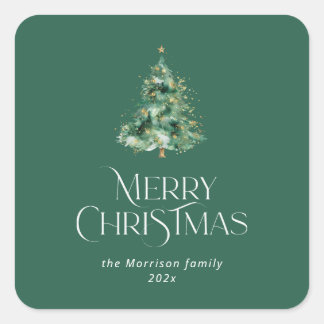 Green Christmas tree Square Sticker