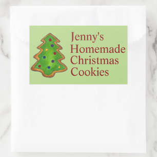Green Christmas Tree Sugar Cookie Holiday Baking Rectangular Sticker