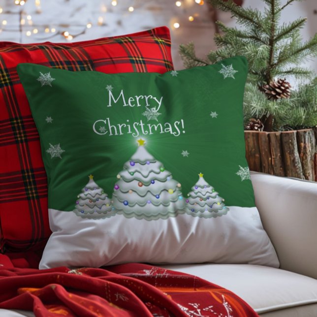 Green Christmas Tree Throw Pillow (Green Christmas Tree Throw Pillow)