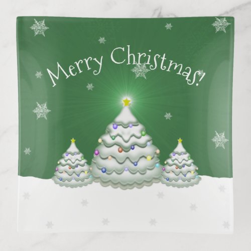 Green Christmas Tree Trinket Tray