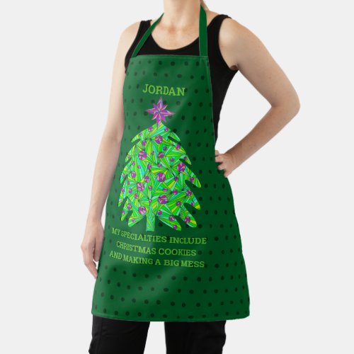Green Christmas Tree Unisex Personalized Funny Apron