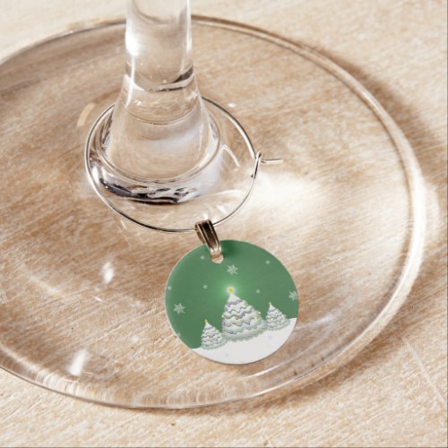 Green Christmas Tree Wine Charm