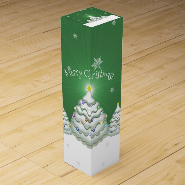 Green Christmas Tree Wine Gift Box (Front)