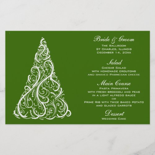 Green Christmas Tree Winter Wedding Menu