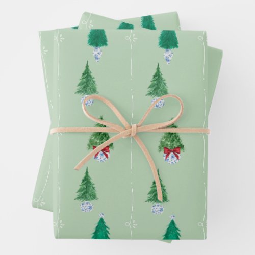 Green Christmas Tree Wrapping Paper