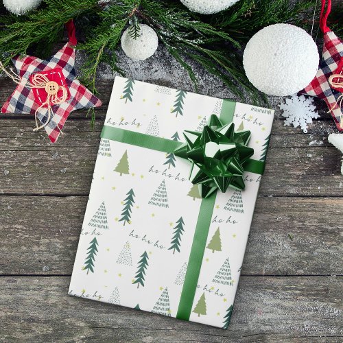 Green Christmas Tree Wrapping Paper