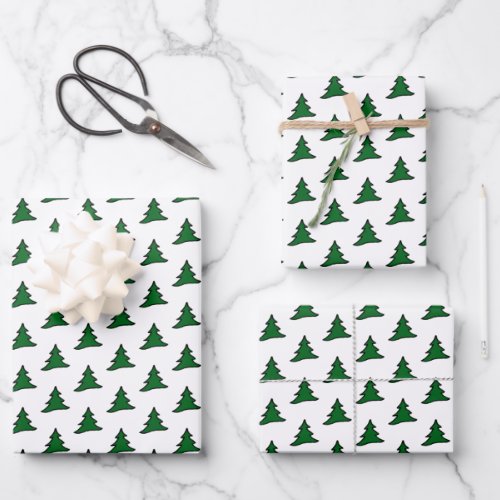 Green Christmas Tree Wrapping Paper Sheets