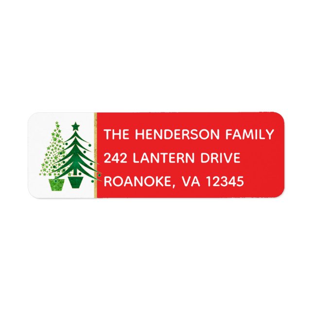Green Christmas Trees Address Label (Front)