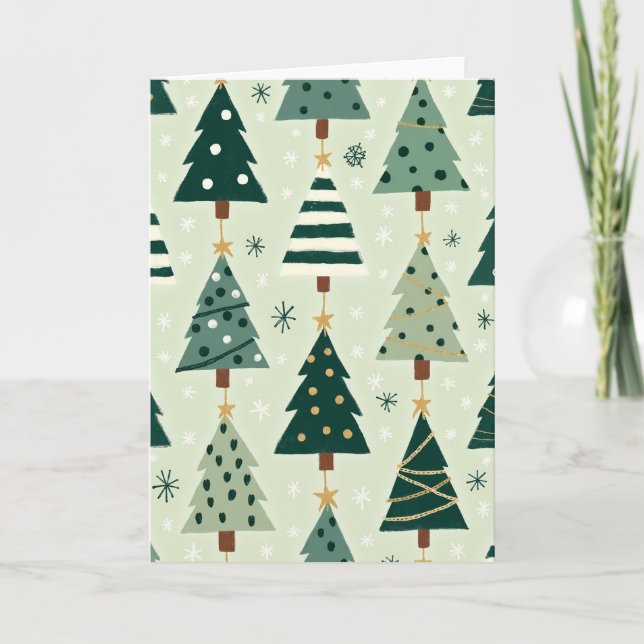 Green Christmas Trees Card (Front)