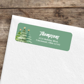 Green Christmas Trees Custom Return Address Label