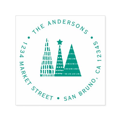 Green Christmas Trees  Custom Return Address Self_inking Stamp