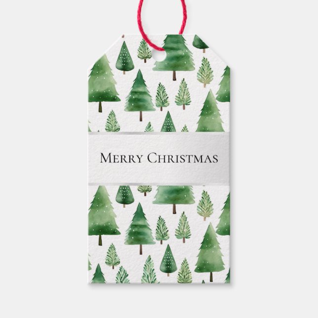 Green Christmas Trees Gift Tags (Front)