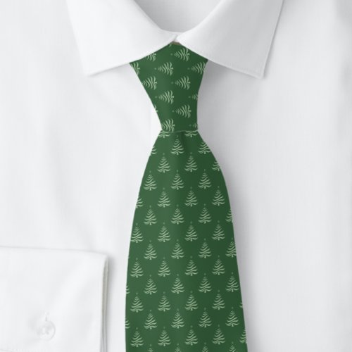 Green Christmas Trees Neck Tie