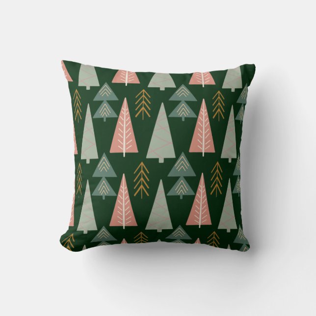 Green Christmas Trees Pillow (Front)