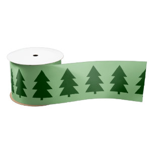 Green Christmas trees  Satin Ribbon