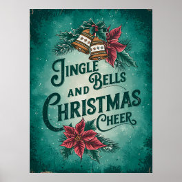 Green Christmas Vintage Print, Retro Printable Poster