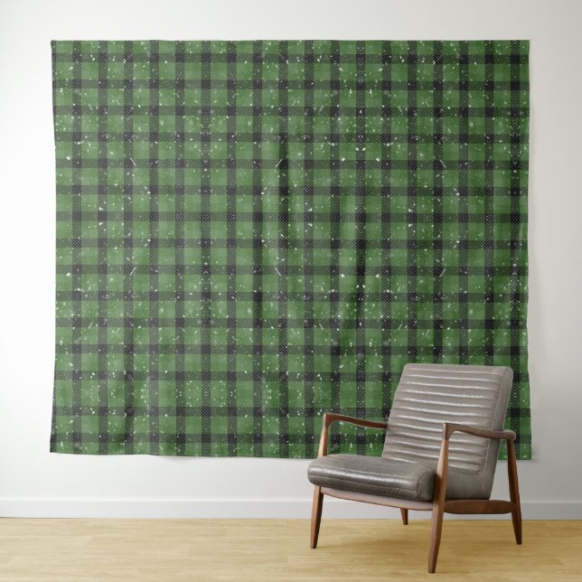 Green christmas wallpaper tapestry (In Situ (Horizontal))