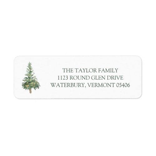 Green Christmas Watercolor Tree Return Address Lab Label