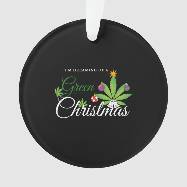 Green Christmas Weed Shirt Ornament (Front)